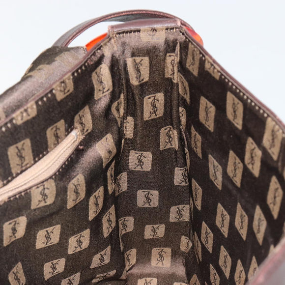 SAINT LAURENT Shoulder Bag Leather Brown Gold Auth 188860