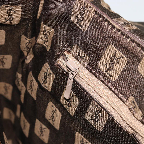 SAINT LAURENT Shoulder Bag Leather Brown Gold Auth 188860