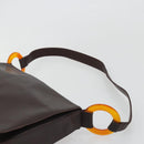 SAINT LAURENT Shoulder Bag Leather Brown Gold Auth 188860-8