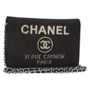 CHANEL Chain Shoulder Bag Canvas Black Silver CC Auth 188864-1