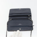 CHANEL Chain Shoulder Bag Canvas Black Silver CC Auth 188864-15