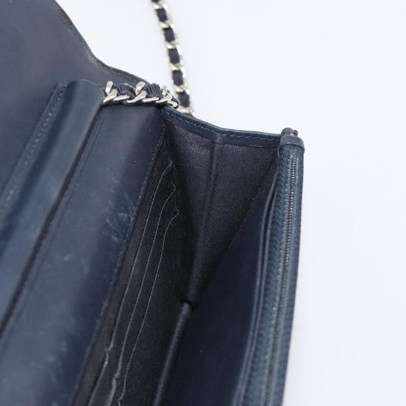 CHANEL Chain Shoulder Bag Canvas Black Silver CC Auth 188864