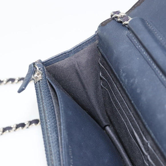 CHANEL Chain Shoulder Bag Canvas Black Silver CC Auth 188864