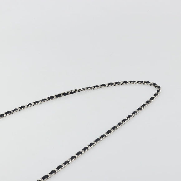 CHANEL Chain Shoulder Bag Canvas Black Silver CC Auth 188864