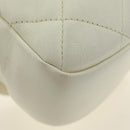 CHANEL Matelasse Top Handle Chain Bag Leather 2way White Gold CC Auth 188866SAM-16