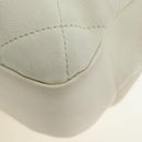 CHANEL Matelasse Top Handle Chain Bag Leather 2way White Gold CC Auth 188866SAM-17