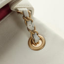 CHANEL Matelasse Top Handle Chain Bag Leather 2way White Gold CC Auth 188866SAM-22