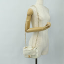 CHANEL Matelasse Top Handle Chain Bag Leather 2way White Gold CC Auth 188866SAM-30