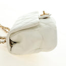 CHANEL Matelasse Top Handle Chain Bag Leather 2way White Gold CC Auth 188866SAM-4