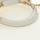 CHANEL Matelasse Top Handle Chain Bag Leather 2way White Gold CC Auth 188866SAM-7