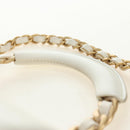 CHANEL Matelasse Top Handle Chain Bag Leather 2way White Gold CC Auth 188866SAM-8