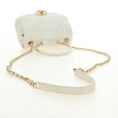 CHANEL Matelasse Top Handle Chain Bag Leather 2way White Gold CC Auth 188866SAM-9