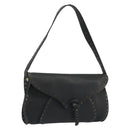 CELINE Shoulder Bag Leather Black Auth 188867V-1