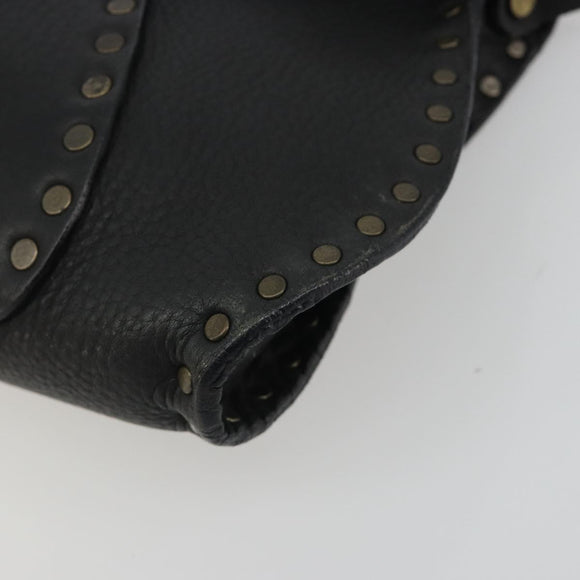 CELINE Shoulder Bag Leather Black Auth 188867V