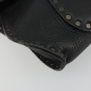 CELINE Shoulder Bag Leather Black Auth 188867V-15