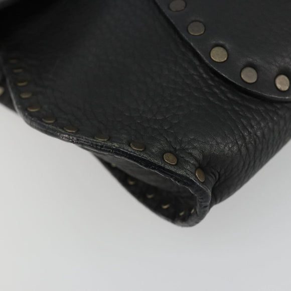 CELINE Shoulder Bag Leather Black Auth 188867V