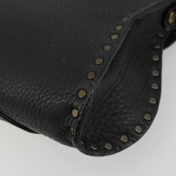CELINE Shoulder Bag Leather Black Auth 188867V