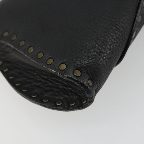CELINE Shoulder Bag Leather Black Auth 188867V