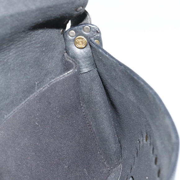 CELINE Shoulder Bag Leather Black Auth 188867V