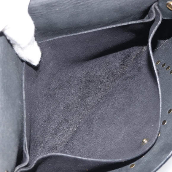 CELINE Shoulder Bag Leather Black Auth 188867V
