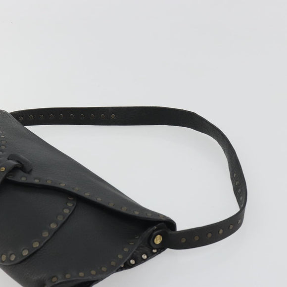 CELINE Shoulder Bag Leather Black Auth 188867V