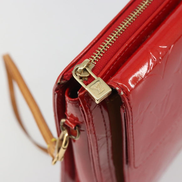 LOUIS VUITTON Monogram Vernis Motto Accessory Pouch Red M91137 LV Auth 188868