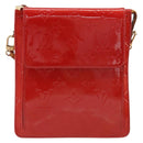 LOUIS VUITTON Monogram Vernis Motto Accessory Pouch Red M91137 LV Auth 188868-13