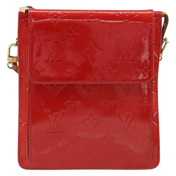 LOUIS VUITTON Monogram Vernis Motto Accessory Pouch Red M91137 LV Auth 188868