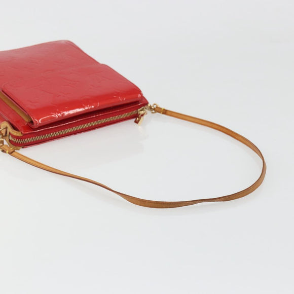 LOUIS VUITTON Monogram Vernis Motto Accessory Pouch Red M91137 LV Auth 188868