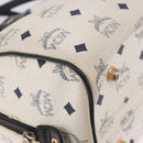 MCM Vicetos Logogram Boston Bag PVC Leather 2way White Gold Auth 188869-10