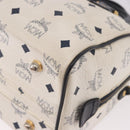 MCM Vicetos Logogram Boston Bag PVC Leather 2way White Gold Auth 188869-15