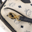 MCM Vicetos Logogram Boston Bag PVC Leather 2way White Gold Auth 188869-18