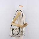 MCM Vicetos Logogram Boston Bag PVC Leather 2way White Gold Auth 188869-25