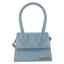 JACQUEMUS Hand Bag Suede 2way Light Blue Gold Auth 188870M-13