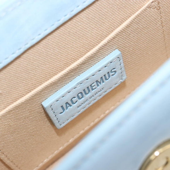 JACQUEMUS Hand Bag Suede 2way Light Blue Gold Auth 188870M