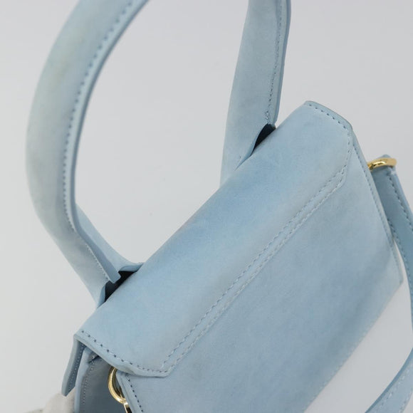 JACQUEMUS Hand Bag Suede 2way Light Blue Gold Auth 188870M