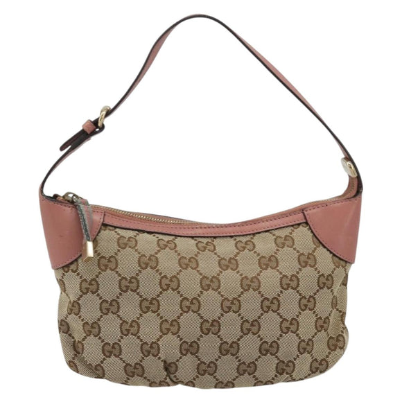 GUCCI GG Canvas Accessory Pouch Beige Gold 224093 Auth 188871V