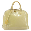LOUIS VUITTON Monogram Vernis Alma PM Hand Bag Beige Poodle M91751 Auth 188876-1