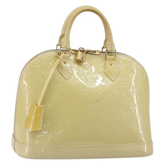 LOUIS VUITTON Monogram Vernis Alma PM Hand Bag Beige Poodle M91751 Auth 188876
