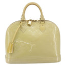 LOUIS VUITTON Monogram Vernis Alma PM Hand Bag Beige Poodle M91751 Auth 188876-13