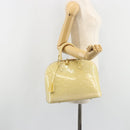 LOUIS VUITTON Monogram Vernis Alma PM Hand Bag Beige Poodle M91751 Auth 188876-24