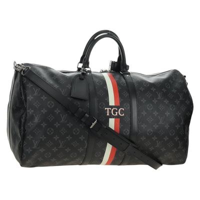 LOUIS VUITTON Monogram Eclipse Keepall Bandouliere 55 Boston Bag LV Auth 188879V