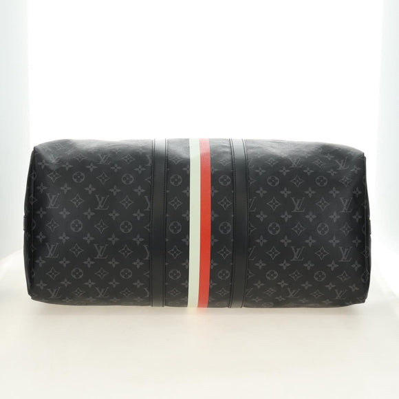 LOUIS VUITTON Monogram Eclipse Keepall Bandouliere 55 Boston Bag LV Auth 188879V