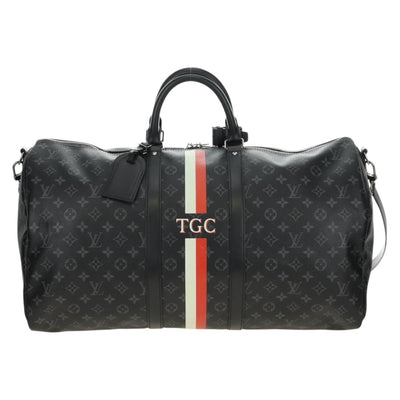 LOUIS VUITTON Monogram Eclipse Keepall Bandouliere 55 Boston Bag LV Auth 188879V - 0