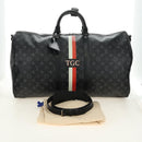 LOUIS VUITTON Monogram Eclipse Keepall Bandouliere 55 Boston Bag LV Auth 188879V-32