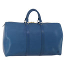 LOUIS VUITTON Epi Keepall 50 Boston Bag Blue M42965 LV Auth 188880A-1