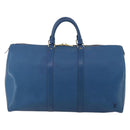 LOUIS VUITTON Epi Keepall 50 Boston Bag Blue M42965 LV Auth 188880A-13