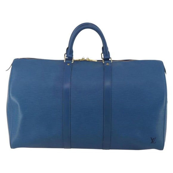 LOUIS VUITTON Epi Keepall 50 Boston Bag Blue M42965 LV Auth 188880A