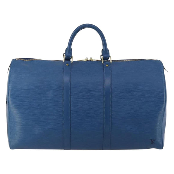 LOUIS VUITTON Epi Keepall 50 Boston Bag Blue M42965 LV Auth 188880A