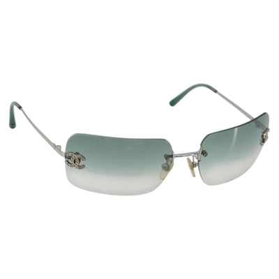 CHANEL COCO Mark Sunglasses metal Green CC Auth 188886